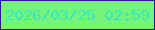 文字の大きさ：2、枠の色：360f9a、背景の色：76f37b、文字の色：33e9c3 無料ブログパーツのブログ時計