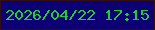 文字の大きさ：4、枠の色：361006、背景の色：0d0074、文字の色：17d336 無料ブログパーツのブログ時計