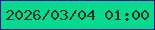 文字の大きさ：5、枠の色：361296、背景の色：07d98d、文字の色：0a3325 無料ブログパーツのブログ時計