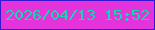 文字の大きさ：1、枠の色：3617d1、背景の色：e433da、文字の色：14d7af 無料ブログパーツのブログ時計