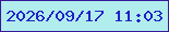 文字の大きさ：1、枠の色：36199a、背景の色：b2eded、文字の色：2121c7 無料ブログパーツのブログ時計