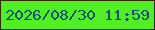 文字の大きさ：1、枠の色：362604、背景の色：51f022、文字の色：125075 無料ブログパーツのブログ時計
