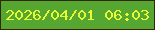 文字の大きさ：2、枠の色：362703、背景の色：55a731、文字の色：e6fb34 無料ブログパーツのブログ時計