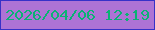 文字の大きさ：1、枠の色：3631c8、背景の色：ad73d5、文字の色：0ab274 無料ブログパーツのブログ時計