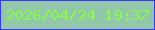 文字の大きさ：4、枠の色：3638fb、背景の色：93c7a9、文字の色：87fd47 無料ブログパーツのブログ時計