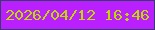 文字の大きさ：4、枠の色：363c6c、背景の色：ba1ffd、文字の色：bfda01 無料ブログパーツのブログ時計