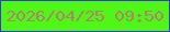 文字の大きさ：1、枠の色：363cd3、背景の色：4ef716、文字の色：ab8469 無料ブログパーツのブログ時計