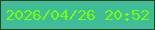 文字の大きさ：2、枠の色：363e1d、背景の色：3fbc98、文字の色：78fd06 無料ブログパーツのブログ時計
