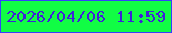 文字の大きさ：3、枠の色：363ffc、背景の色：11fd44、文字の色：3f21d9 無料ブログパーツのブログ時計