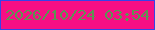 文字の大きさ：2、枠の色：3643e8、背景の色：f70f84、文字の色：5c9552 無料ブログパーツのブログ時計