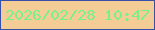 文字の大きさ：1、枠の色：364fa9、背景の色：f4cc95、文字の色：7af08a 無料ブログパーツのブログ時計