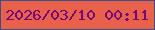文字の大きさ：5、枠の色：365185、背景の色：e9604b、文字の色：73087b 無料ブログパーツのブログ時計