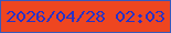 文字の大きさ：1、枠の色：365abd、背景の色：ee4620、文字の色：2931c6 無料ブログパーツのブログ時計