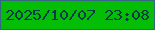 文字の大きさ：2、枠の色：366585、背景の色：03be04、文字の色：023b48 無料ブログパーツのブログ時計