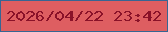 文字の大きさ：2、枠の色：366593、背景の色：de5e61、文字の色：8a1229 無料ブログパーツのブログ時計