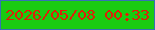 文字の大きさ：5、枠の色：3671b4、背景の色：1acb11、文字の色：de1f08 無料ブログパーツのブログ時計
