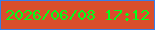 文字の大きさ：4、枠の色：367ee8、背景の色：d84e2b、文字の色：00ff18 無料ブログパーツのブログ時計