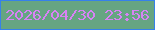 文字の大きさ：2、枠の色：3681ea、背景の色：66a582、文字の色：d882f5 無料ブログパーツのブログ時計