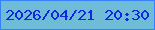 文字の大きさ：5、枠の色：3682fd、背景の色：6ebcd7、文字の色：0e27e1 無料ブログパーツのブログ時計