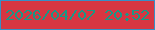 文字の大きさ：4、枠の色：368fc6、背景の色：d73642、文字の色：199886 無料ブログパーツのブログ時計