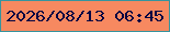 文字の大きさ：2、枠の色：36949e、背景の色：f78960、文字の色：020542 無料ブログパーツのブログ時計