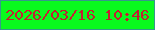 文字の大きさ：2、枠の色：36988c、背景の色：09fa1e、文字の色：c41f31 無料ブログパーツのブログ時計