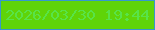 文字の大きさ：4、枠の色：3698cd、背景の色：5fd408、文字の色：58e349 無料ブログパーツのブログ時計