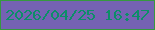 文字の大きさ：2、枠の色：36993f、背景の色：7562b3、文字の色：0c8e68 無料ブログパーツのブログ時計