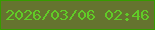 文字の大きさ：3、枠の色：369c00、背景の色：65742f、文字の色：61cb27 無料ブログパーツのブログ時計