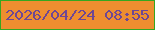 文字の大きさ：3、枠の色：36a620、背景の色：ee8e30、文字の色：6e4794 無料ブログパーツのブログ時計