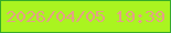 文字の大きさ：5、枠の色：36ab29、背景の色：aaf420、文字の色：e4a087 無料ブログパーツのブログ時計