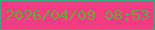 文字の大きさ：1、枠の色：36ac76、背景の色：f73a84、文字の色：66aa31 無料ブログパーツのブログ時計