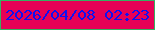 文字の大きさ：2、枠の色：36b061、背景の色：e70156、文字の色：0f11ef 無料ブログパーツのブログ時計