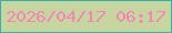 文字の大きさ：5、枠の色：36b2a4、背景の色：c7d6a0、文字の色：f785b5 無料ブログパーツのブログ時計
