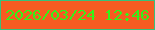 文字の大きさ：3、枠の色：36c17a、背景の色：f65b21、文字の色：33f218 無料ブログパーツのブログ時計