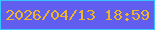 文字の大きさ：2、枠の色：36c5fe、背景の色：615dee、文字の色：ecb429 無料ブログパーツのブログ時計