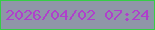 文字の大きさ：5、枠の色：36cd47、背景の色：8f96a8、文字の色：af40cb 無料ブログパーツのブログ時計