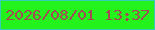 文字の大きさ：1、枠の色：36cdb7、背景の色：23f21d、文字の色：a34a55 無料ブログパーツのブログ時計