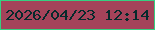 文字の大きさ：2、枠の色：36cf81、背景の色：a4435a、文字の色：052a2c 無料ブログパーツのブログ時計