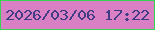 文字の大きさ：3、枠の色：36d455、背景の色：d97fc3、文字の色：423c87 無料ブログパーツのブログ時計