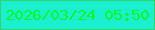 文字の大きさ：3、枠の色：36d467、背景の色：1af0cf、文字の色：0cf91b 無料ブログパーツのブログ時計