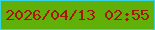 文字の大きさ：2、枠の色：36d4e7、背景の色：61af09、文字の色：a81606 無料ブログパーツのブログ時計