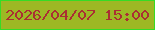 文字の大きさ：1、枠の色：36db26、背景の色：9db824、文字の色：aa2f33 無料ブログパーツのブログ時計