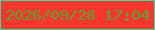 文字の大きさ：4、枠の色：36de9a、背景の色：f9372f、文字の色：5ea32d 無料ブログパーツのブログ時計