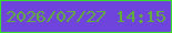 文字の大きさ：5、枠の色：36e02a、背景の色：6e44dc、文字の色：62af37 無料ブログパーツのブログ時計