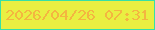 文字の大きさ：1、枠の色：36e0a6、背景の色：e9ef42、文字の色：f4b640 無料ブログパーツのブログ時計