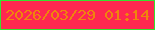 文字の大きさ：1、枠の色：36e12f、背景の色：fe2850、文字の色：ef850c 無料ブログパーツのブログ時計