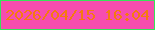 文字の大きさ：4、枠の色：36e359、背景の色：f64dae、文字の色：f57a0f 無料ブログパーツのブログ時計