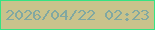 文字の大きさ：4、枠の色：36e383、背景の色：c9c38c、文字の色：81a8a1 無料ブログパーツのブログ時計