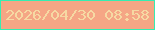 文字の大きさ：5、枠の色：36ecb1、背景の色：f5a685、文字の色：f6d9a3 無料ブログパーツのブログ時計